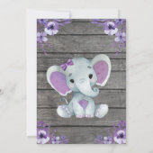 Invitation modifiable Éléphant Rustique Violet (Dos)