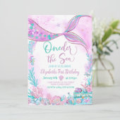 Invitation Modifiable Licorne sous la mer Sirène Violet Turqu (Debout devant)