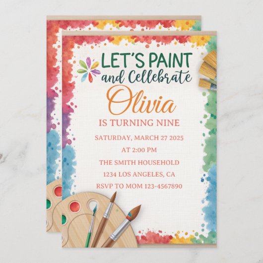 Invitation Modifiable Peignons et célébrons (Devant / Derrière)