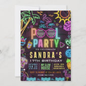 Invitation modifiable pour 17e anniversaire Glow P (Devant)