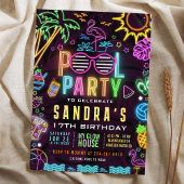 Invitation modifiable pour 17e anniversaire Glow P