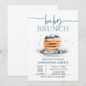 Invitation modifiable pour Baby Brunch Bébé Bleuet (Devant / Derrière)