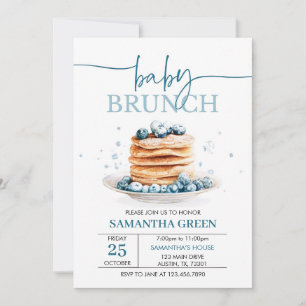 Invitation modifiable pour Baby Brunch Bébé Bleuet