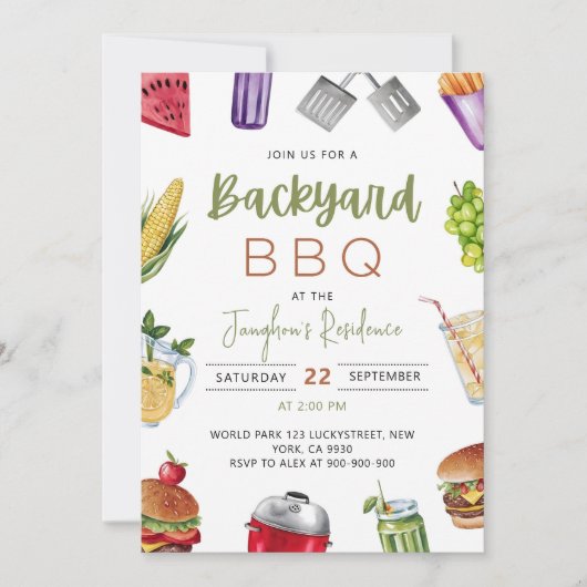Invitation modifiable pour barbecue, invitation po (Devant)