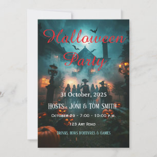 Invitation modifiable pour Halloween dans un manoi