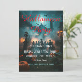 Invitation modifiable pour Halloween dans un manoi (Debout devant)