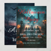 Invitation modifiable pour Halloween dans un manoi (Devant / Derrière)