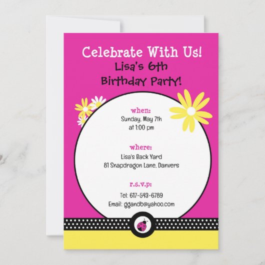 Invitation modifiable pour l'anniversaire de la pe (Devant)