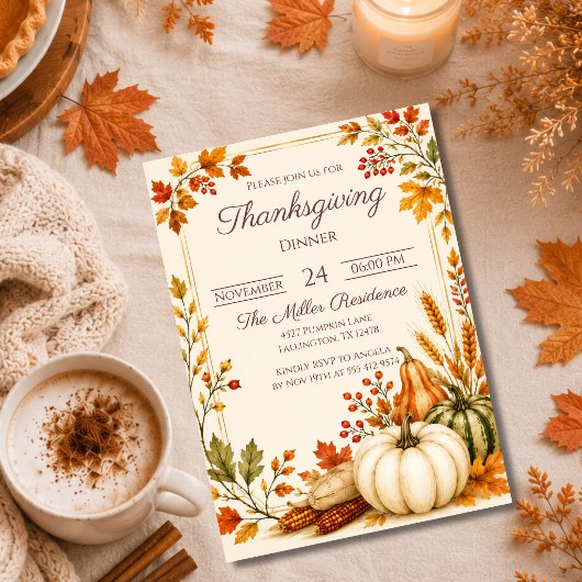 Invitation modifiable pour le dîner de Thanksgivin