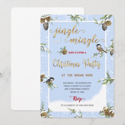 Invitation modifiable pour les fêtes de Noël (Devant / Derrière)