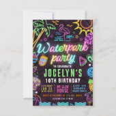 Invitation modifiable pour soirée néon au parc aqu (Devant)