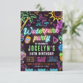 Invitation modifiable pour soirée néon au parc aqu (Debout devant)