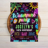 Invitation modifiable pour soirée néon au parc aqu