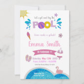 Invitation modifiable pour une fête de piscine d'é (Devant)