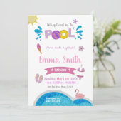 Invitation modifiable pour une fête de piscine d'é (Debout devant)