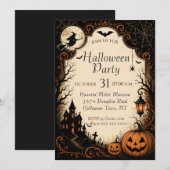 Invitation modifiable pour une fête d'Halloween (Devant / Derrière)