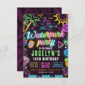 Invitation modifiable pour une soirée néon au parc (Devant / Derrière)