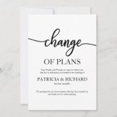 Invitation Modification Des Plans Reportés Mariage Annulé (Devant)