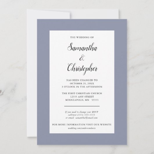 Invitation Modifié Le Mariage Photo Vertical Date (Dos)