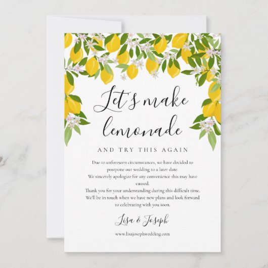 Invitation Modifier la date de report de la photo annulée (Devant)