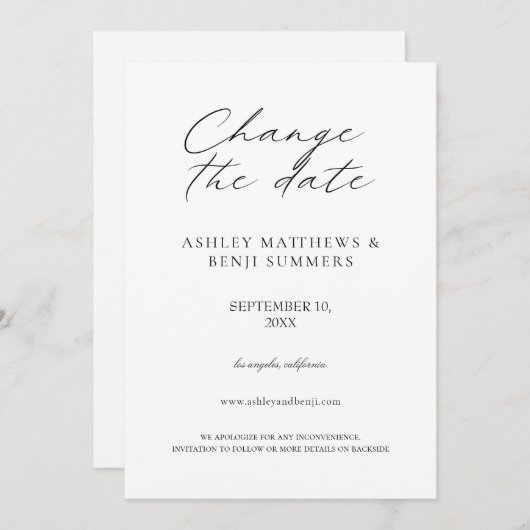 Invitation Modifier la date en blanc (Devant / Derrière)