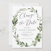 Invitation Modifier la date Eucalyptus couronnes verdure simp (Devant)