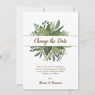 Invitation Modifier la date Feuilles rustiques Reporté Mariag