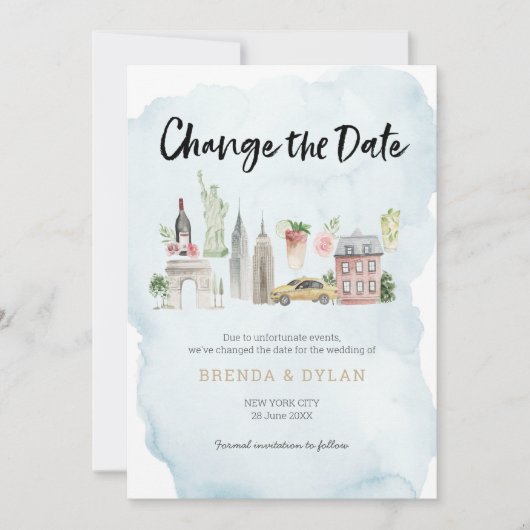 Invitation Modifier la date Mariage de l'invitation de New Yo (Devant)