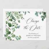Invitation Modifier la date reportée de l'aquarelle Eucalyptu (Devant / Derrière)