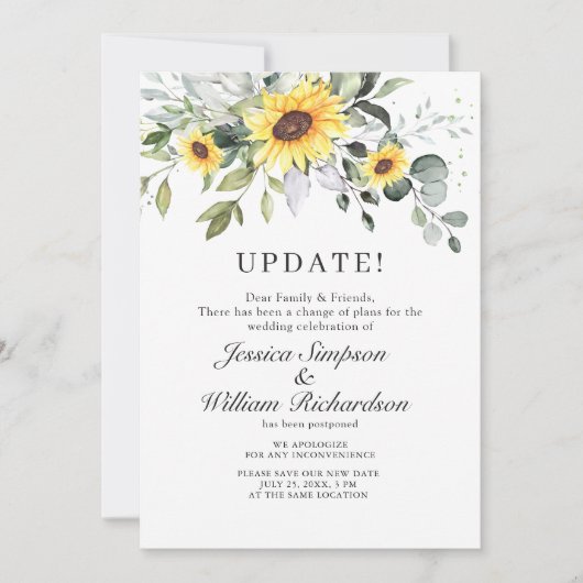 Invitation Modifier la date reportée Elegant Eucalyptus (Devant)