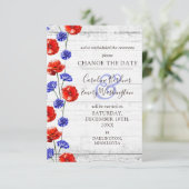 Invitation Modifier La Date Rustique Poppy Floral Mariage Car (Debout devant)