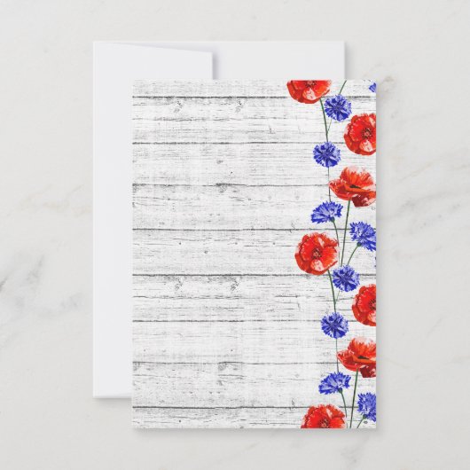 Invitation Modifier La Date Rustique Poppy Floral Mariage Car (Dos)