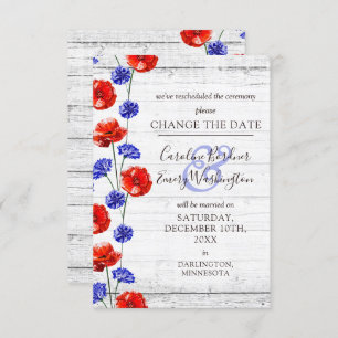Invitation Modifier La Date Rustique Poppy Floral Mariage Car