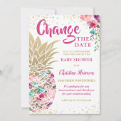 Invitation Modifier Le Baby shower Date Pink Gold Ananas (Devant)