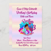 Invitation Modifier le nom d'âge Mermaid Anniversaire Fête Pe (Devant / Derrière)