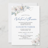 Invitation Modifier les plans baby shower virtuel floral bleu (Devant)