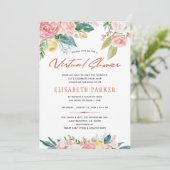 Invitation Modifier les plans baby shower virtuel floral rose (Debout devant)