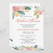 Invitation Modifier les plans baby shower virtuel floral rose (Devant / Derrière)