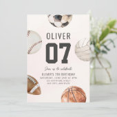 Invitation Modifier N'IMPORTE QUEL ÂGE Sports Thème Anniversa (Debout devant)