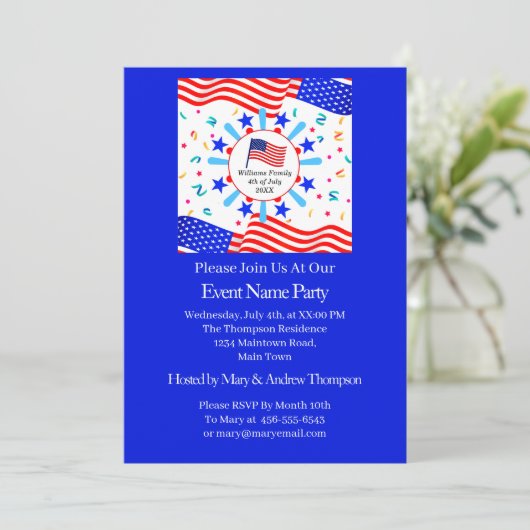 Invitation Modifier un texte USA Flag Independence Day Nation (Debout devant)