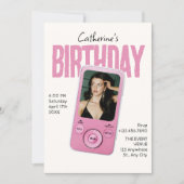 Invitation Modist pink white birthday  (Devant)