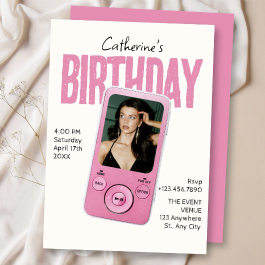 Invitation Modist rose blanc anniversaire 