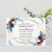 Invitation Module Fleurs Florales Prune - Mariage Couple (Debout devant)
