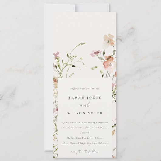 Invitation Moelleux Pastel Blush Meadow Aquarelle Mariage Flo (Devant)