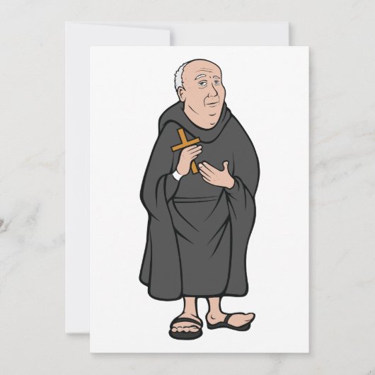 Invitation Moine tenant une croix dans une robe médiévale rel (Devant)