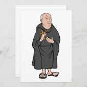 Invitation Moine tenant une croix dans une robe médiévale rel (Devant / Derrière)