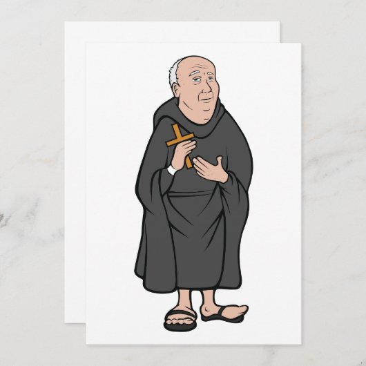 Invitation Moine tenant une croix dans une robe médiévale rel (Devant / Derrière)