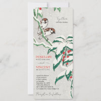 Moineaux d'amour en hiver - Mariage d'art vintage