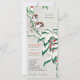 Invitation Moineaux d'amour en hiver - Mariage d'art vintage