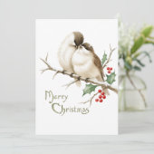 Invitation Moineaux sur une branche de Noël (Debout devant)